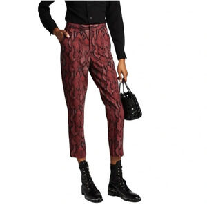 NWOT L’AGENCE Ludivine Cropped Trouser Pants Snakeskin Print Garnet and Black 4